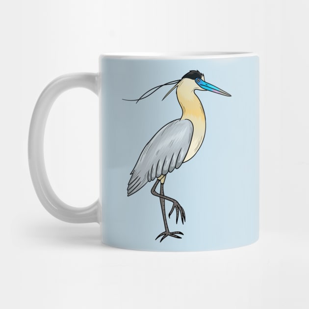 Capped heron bird cartoon illustration by Cartoons of fun